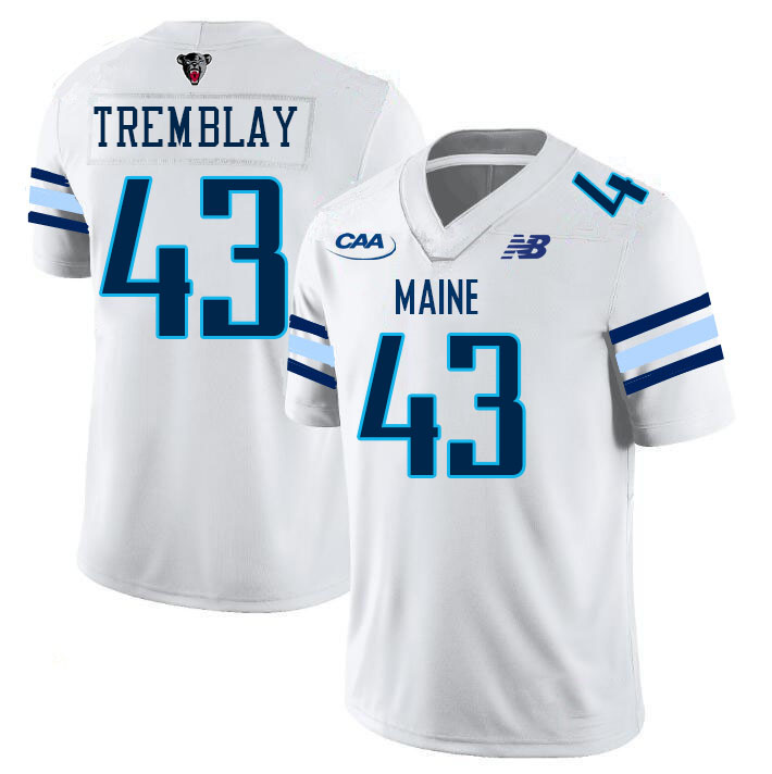 Maine Black Bears #43 Samuel Tremblay College Football Jerseys,Uniforms-White